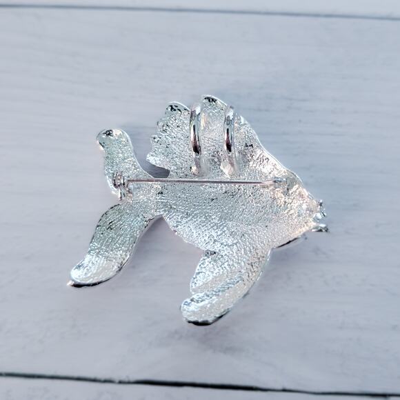 Vintage Brooch / Pendant Extra Large Silver Tone Fish Statement 2.25" x 2 & 3/8" - Picture 6 of 9